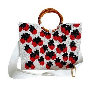Mar + Sol viral strawberry beaded Satchel NWOT